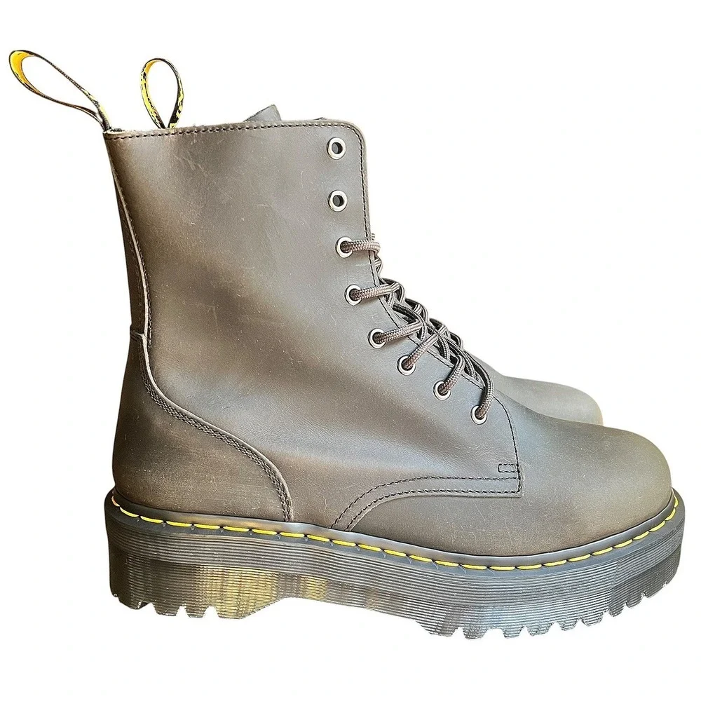 Dr. Martens Jadon Dark Brown Crazy Horse Leather Platform Combat Boots Mens 13
